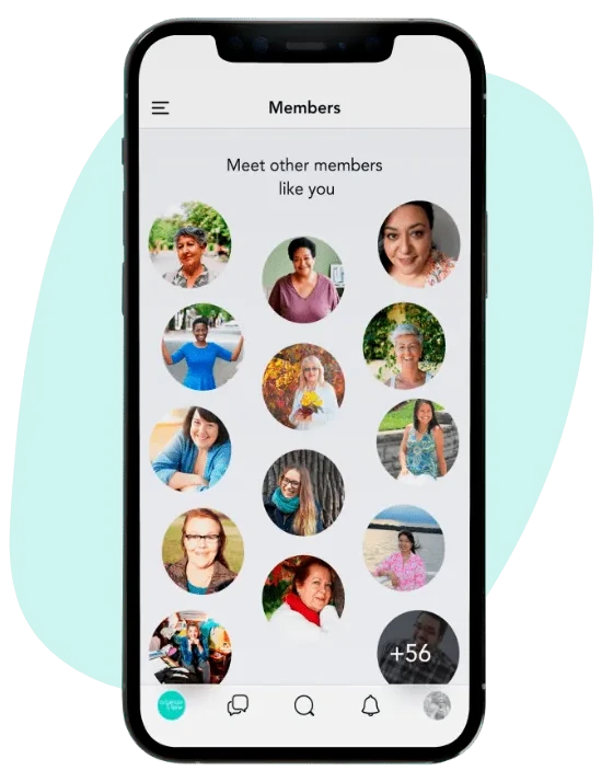 The Members screen in the Organize & Flow app, with photos of other members.